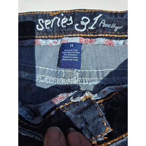 Series 31 Amethyst Jeans Embellished Mid Rise Cotton Blend Women's Sz. 11 ROSE - Picture 2 of 12